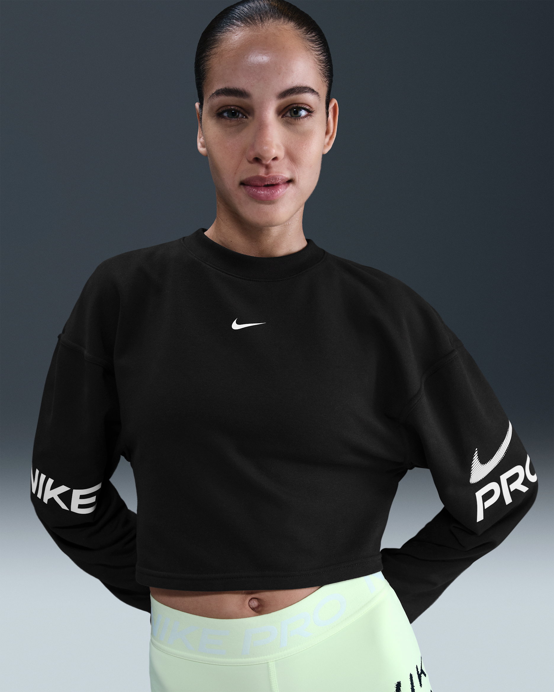 Nike Pro Women's Dri-FIT Loose Crew-Neck French Terry Sweatshirt